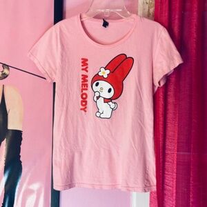 Sanrio My Melody Pink 100% Cotton Slim-Fit T-Shirt Women’s Small Graphic Top